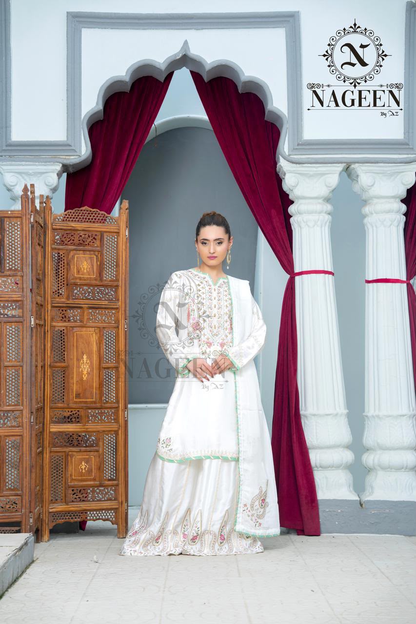 Fully Stitched Premium Silk 3-Piece Sharara Suit