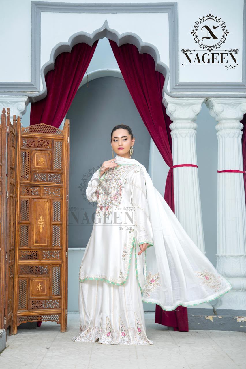 Fully Stitched Premium Silk 3-Piece Sharara Suit